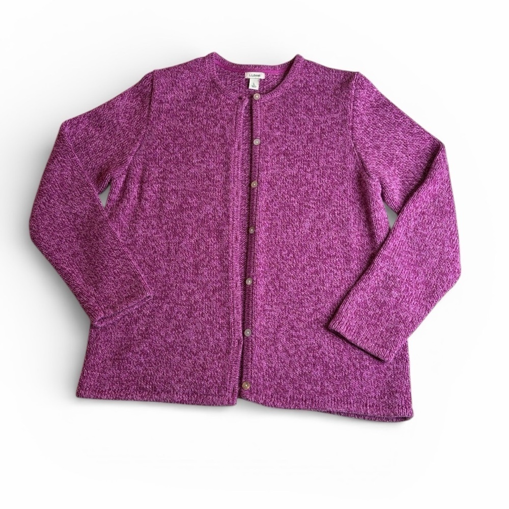 L.L. Bean Magenta Knit Cardigan Sweater, size L